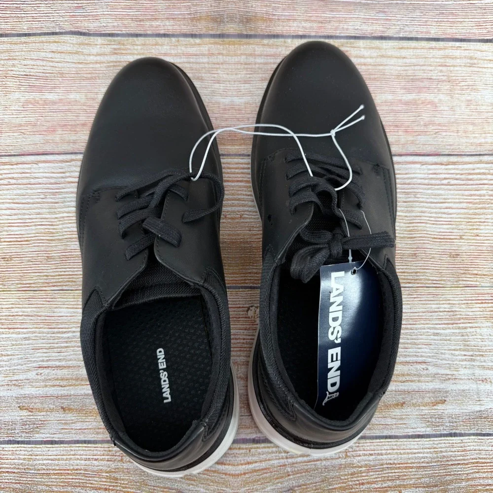 Lands End Mens Sport Oxford Shoes Black White‎ Hybrid Sneaker 1908426 Size 12